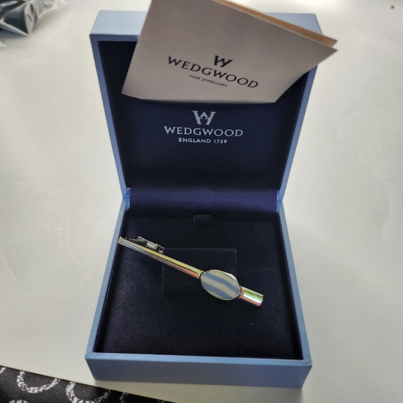 Wedgwood Blue/white Jasperware Clip Bar Pin 👔 #03 - Picture 2 of 7